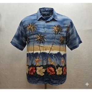 Consensus Sportswear Men's Pin Up Girl Tropical Print Hawaiian Shirt. Size M